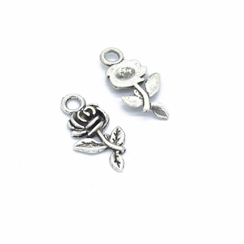 

120 Pcs Rose Pendant Charm DIY Charms Jewelry Making Pendants Alloy Vintage Miss