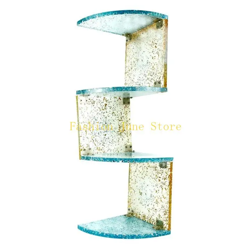 Diy Crystal Epoxy Round Sector Shelf Mould Mirror Wall Corner Bracket Pendant Mold for Item Cosmetic Jewelry Storage