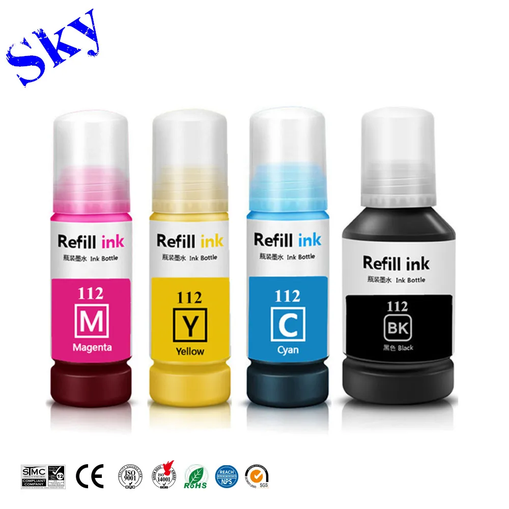 SKY Quality Refill Ink For 112  T112 For Epson L6550 L6570 L6580 L11160 L15150 L15160  printer  [ALL 4 PIGMENT]