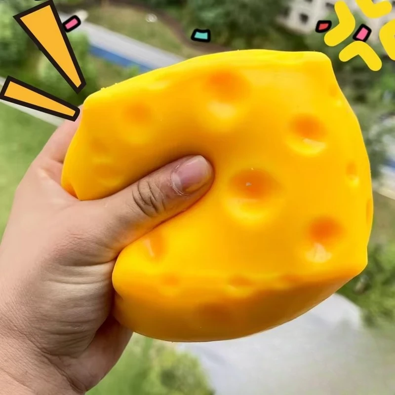 New Giant Cheese Squeeze Toy Extra Large Size Cheese Squishy Fidget Toys Slow Rebound Shapeable Venting Ball for Adults Gifts