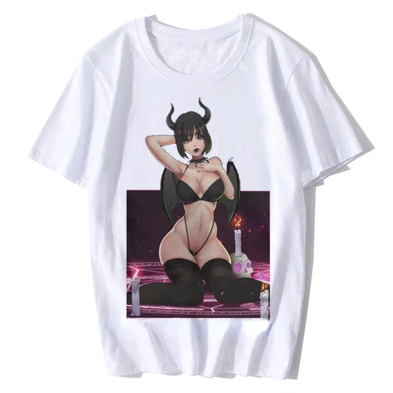 Japanese Waifu T-shirt Top Banshee Hentai Girls Crazy Men Short Sleeve Anime Sexy Harajuku Otaku Male Graphic Casual