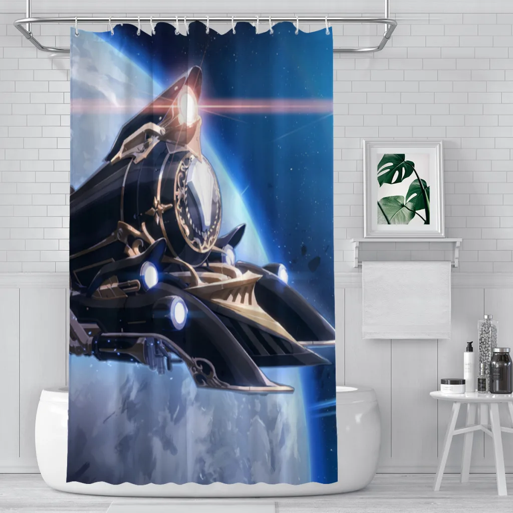 Star Train Shower Curtains Honkai Star Rail Waterproof Fabric Funny Bathroom Decor with Hooks Home Accessories