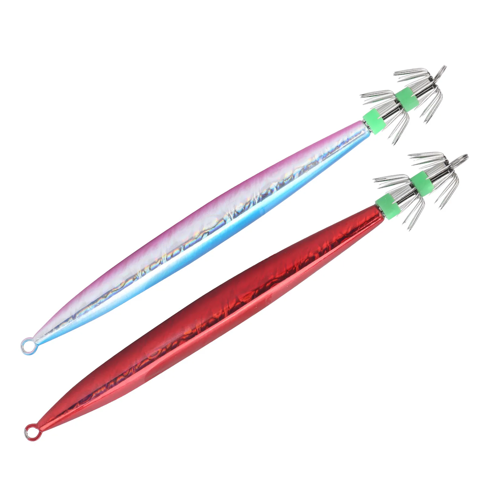 رقص مضيئة عالية المتانة صف مزدوج رقص الحبار سريع الغرق سرعة تصميم مبسط مع خطاف للأسماك للصيد الليلي