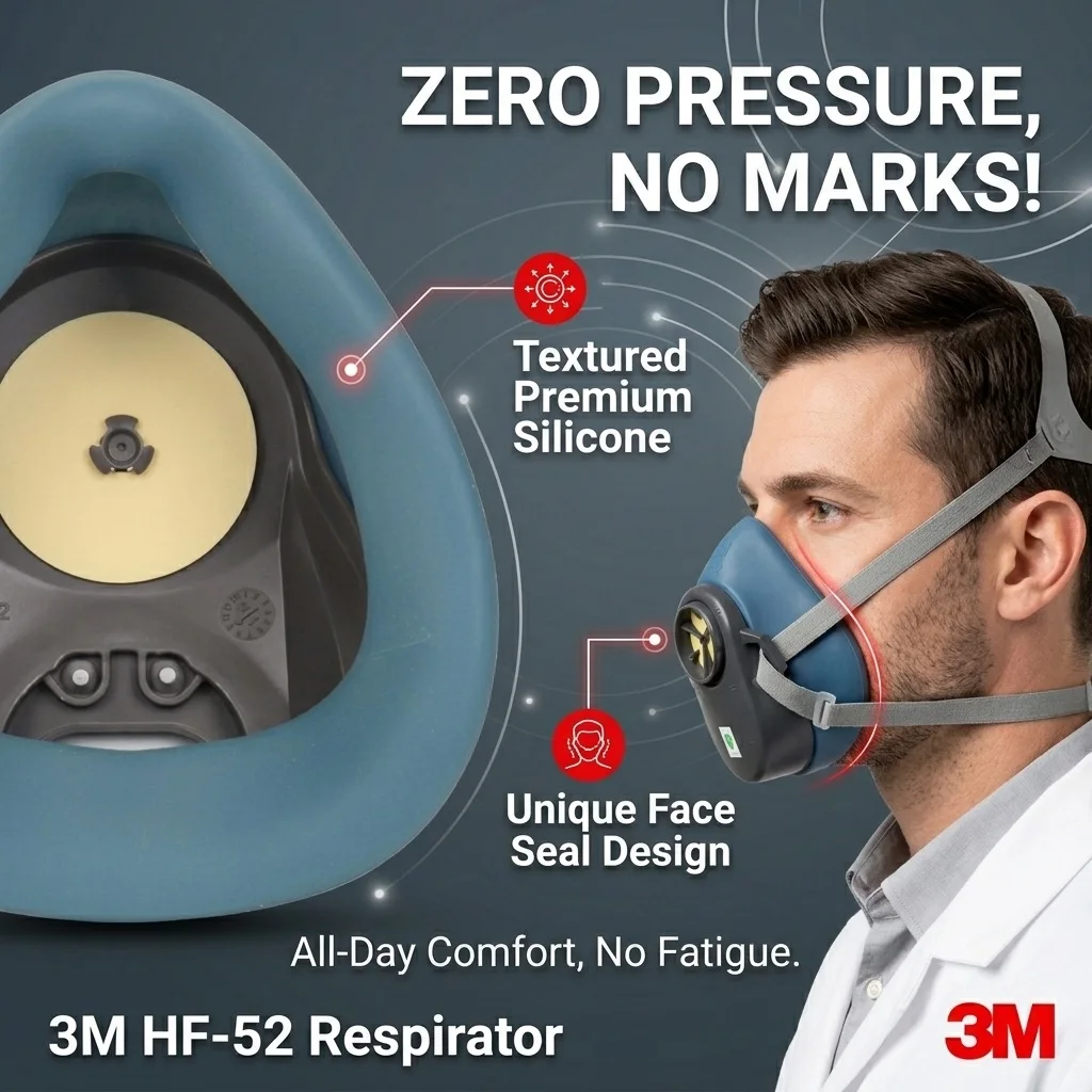 3M HF-52 Original Silicone Gas Mask Half Facepiece Respirator for Dust Welding Spraying Chemical Safety Work Protection