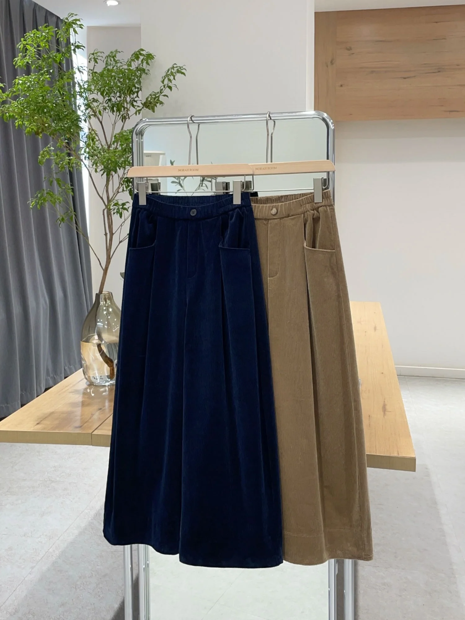 أصيلة Norxula الكورية Sle فضفاضة تناسب مرونة الخصر المخملية الجزرة السراويل عالية الخصر واسعة الساق بناطيل كاجوال للنساء #3