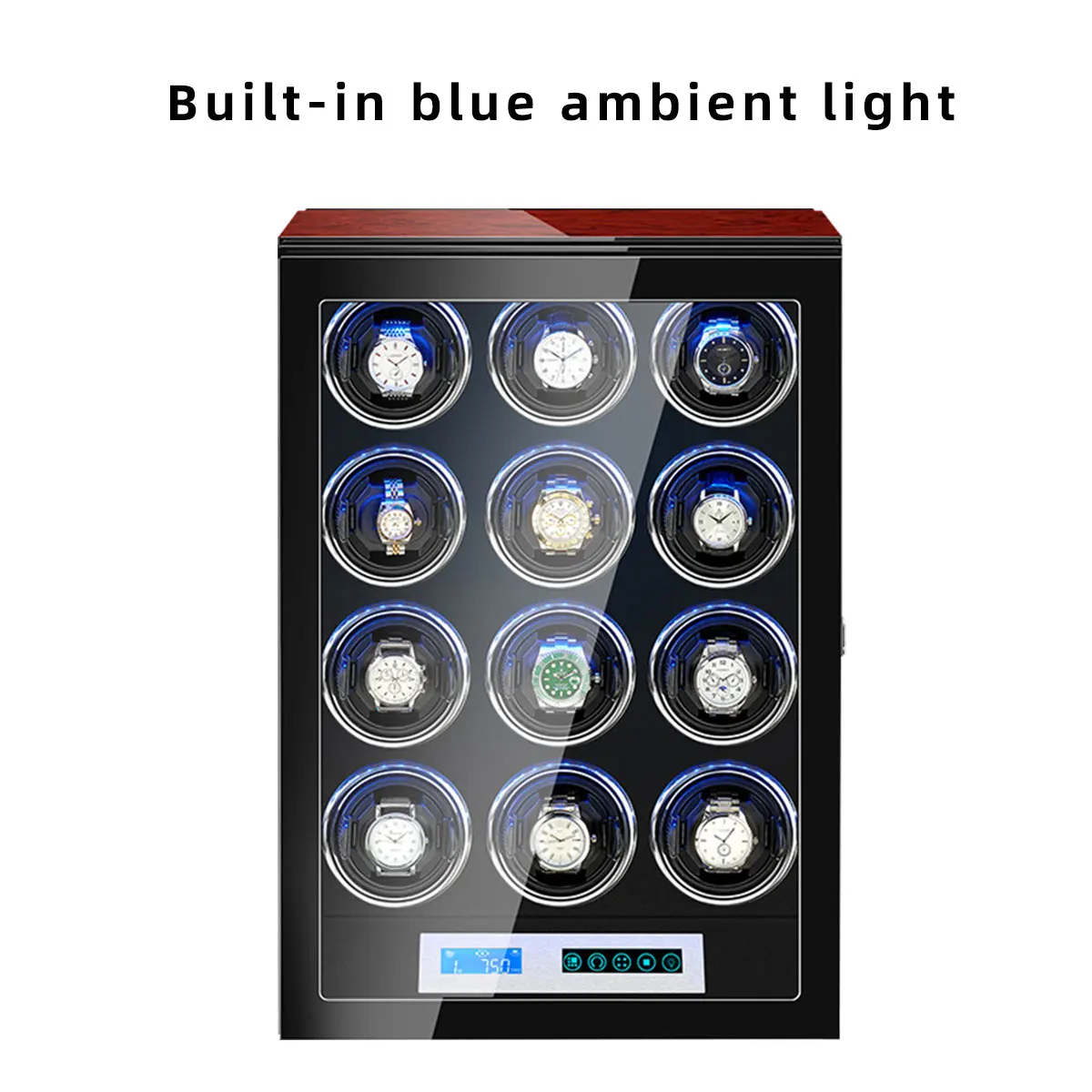 Custom Logo 12 Slots LED luxry Automatic Watch Winder