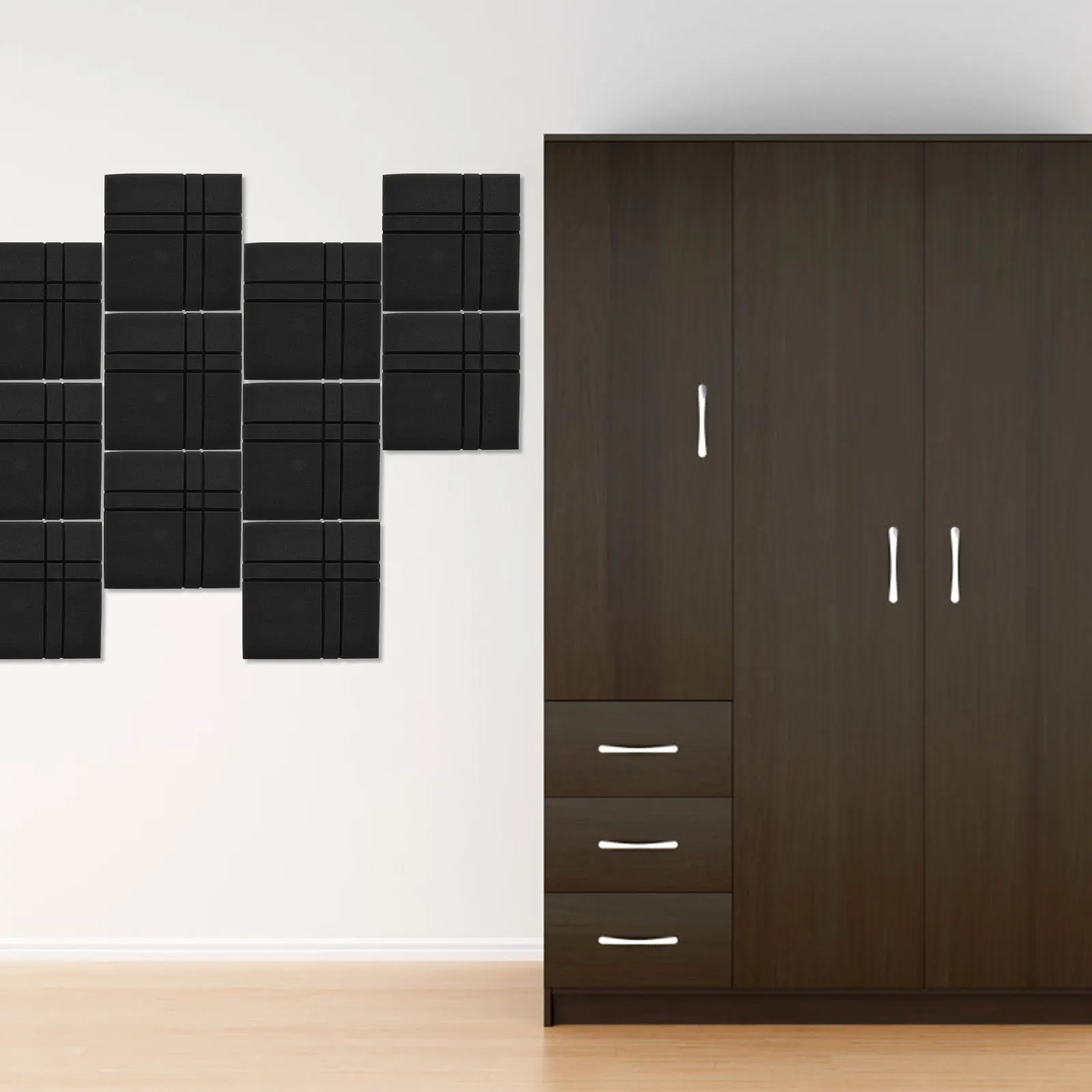 

4 Pcs Soundproof Cotton Panels 30x30x5cm Black Acoustic Wall Foam Panels Sound Absorbing Material Recording Studio Bedroom KTV