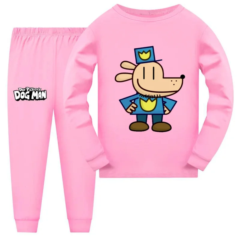 Dog Man pigiama per bambini camicia a maniche lunghe pantaloni 2 pezzi cartone animato Dogman pigiameria per bambini pigiama autunnale per ragazza bambino abiti per bambini