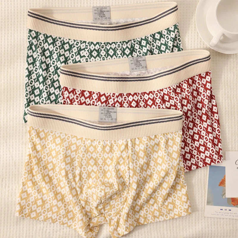 

Men's Boxer Briefs 3-Pack - 54.6% Viscose 36.1% Polyester 9.3% Spandex, Colorful Geometric & Floral Patterns, Ultra-Soft
