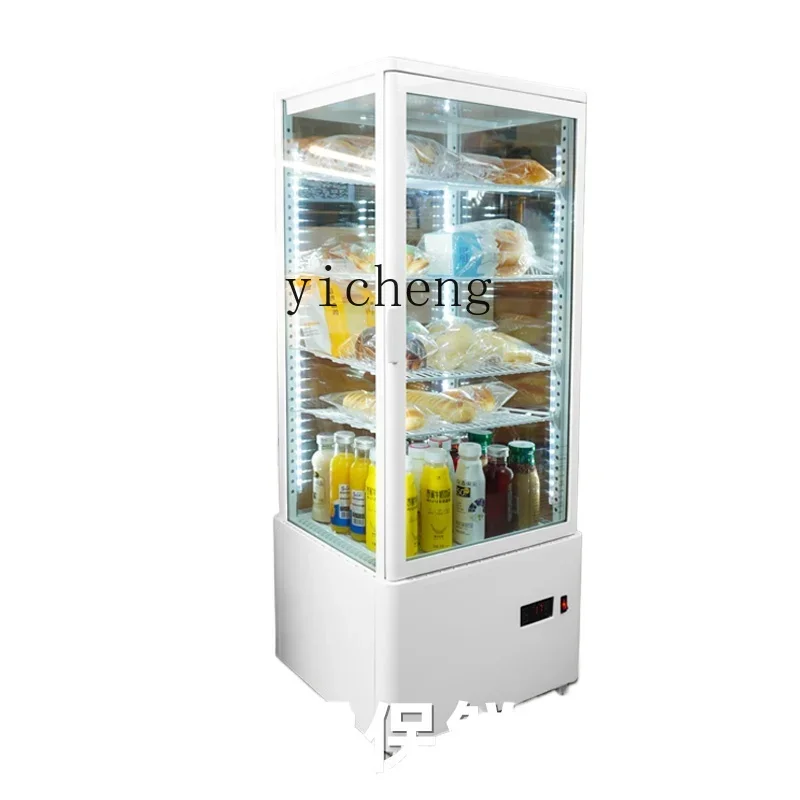 ZZ fresh-keeping display cabinet, drinks, desserts and beverages, vertical defogging four-sided glass display cabinet