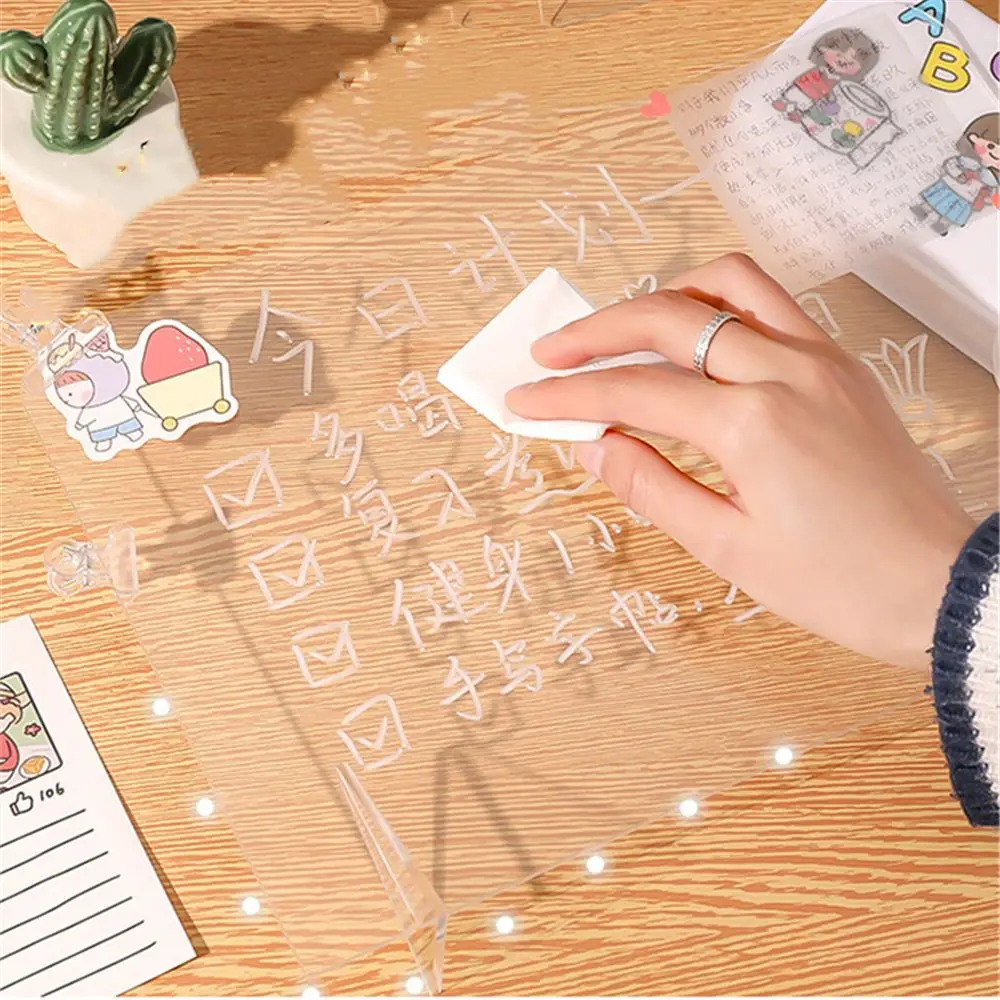 Desktop Transparent Acrylic Note Board Student Message Board Creative Memo Portable Mini Writing Board