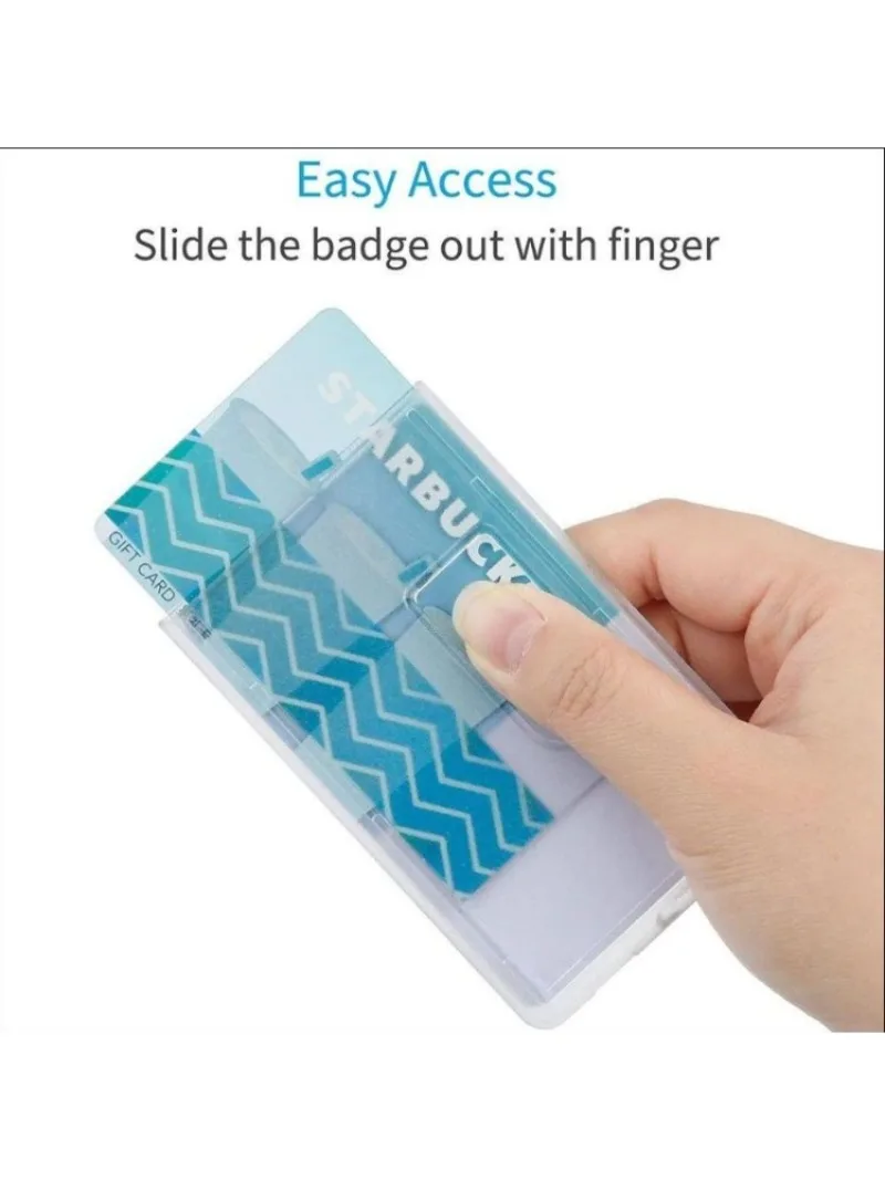 Frosted Clear Card Holder with Thumb Push-Out Window for Easy Access to ID Badge Bank Card Protection