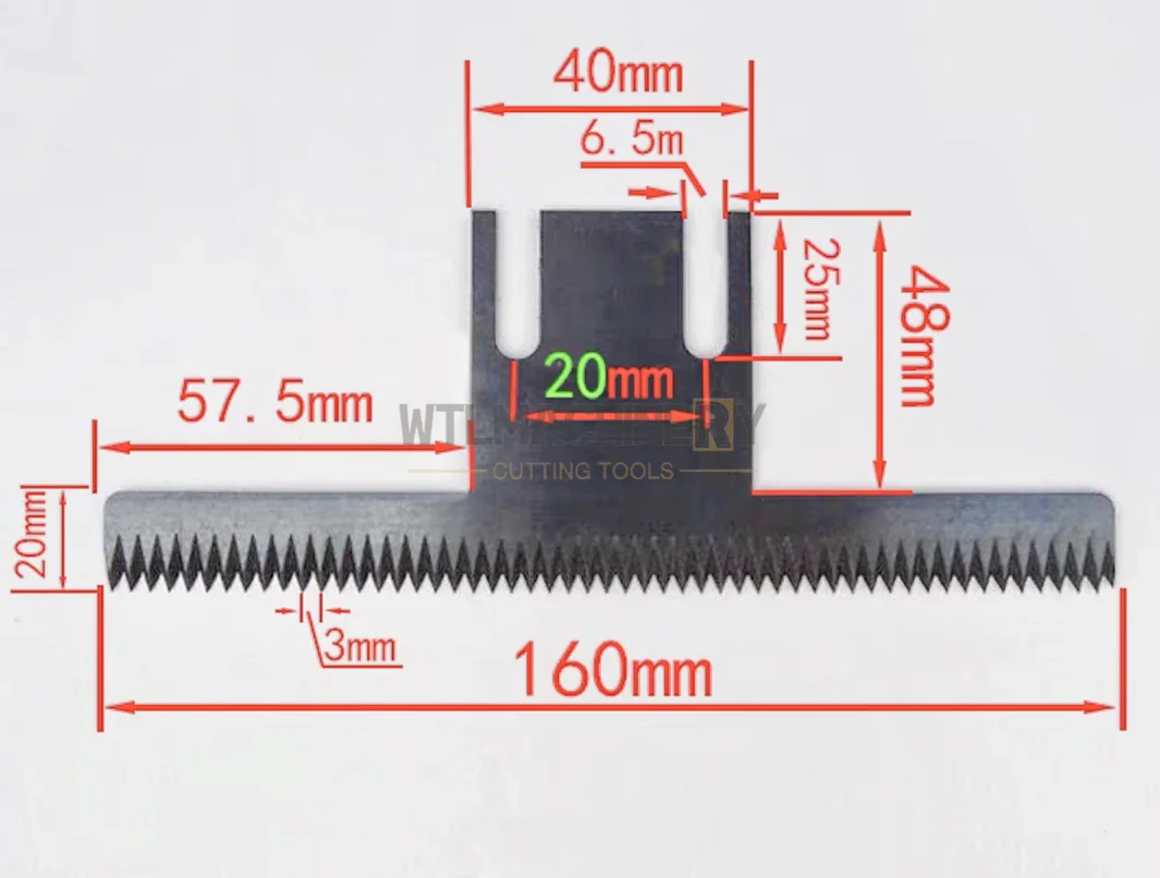 2 pezzi sigillatrice orizzontale lama da taglio per denti a forma di T L:150/160mm per macchina imballatrice verticale spessore 1.5/2mm