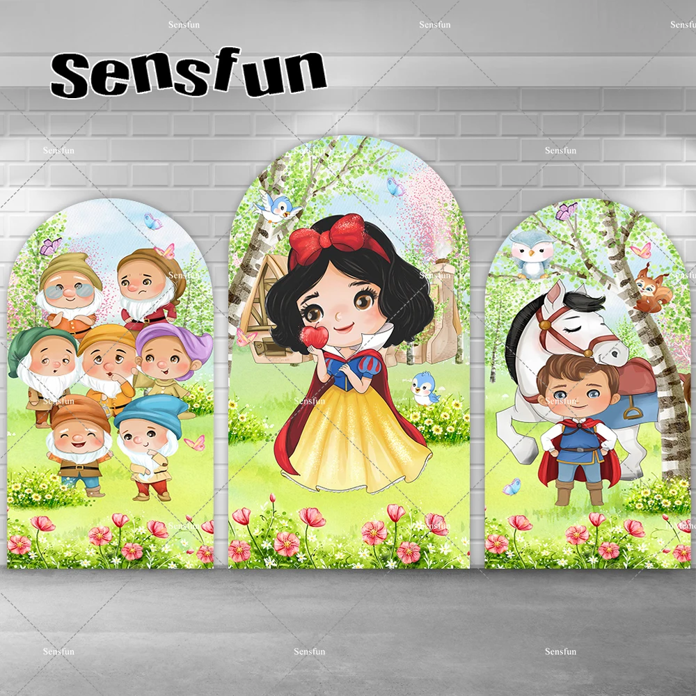 Baby Princess Snow White Arch Backdrop The Seven Dwarfs Chiara Wall Party Decoration Fairy Table Girls Birthday Arched Banner