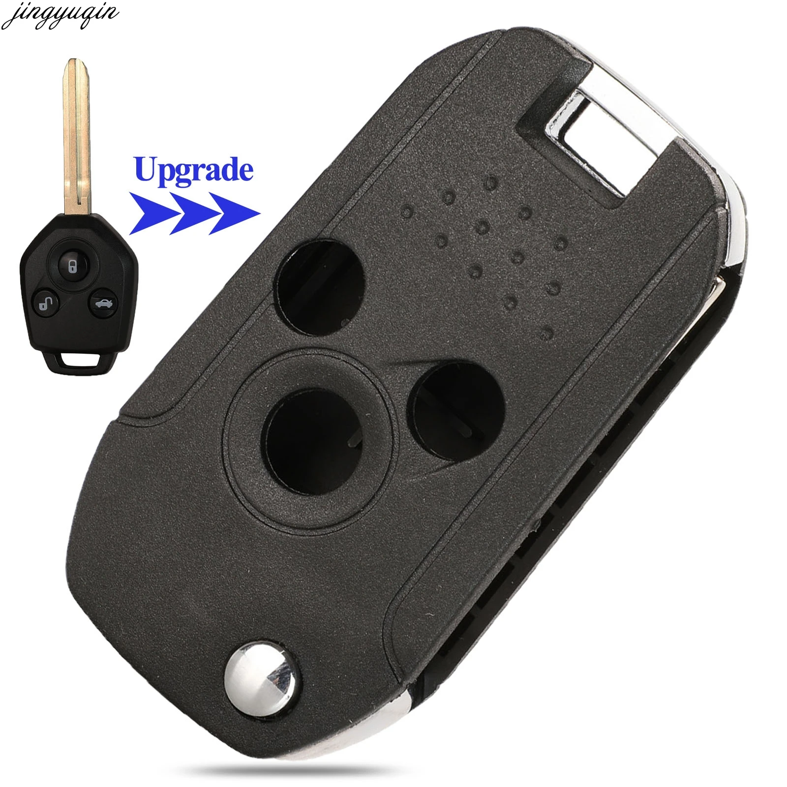 Jingyuqin Flip Remote Car Key Case Shell Modified For Subaru Forester XV Legacy Outback 3 Buttons Folding Fob