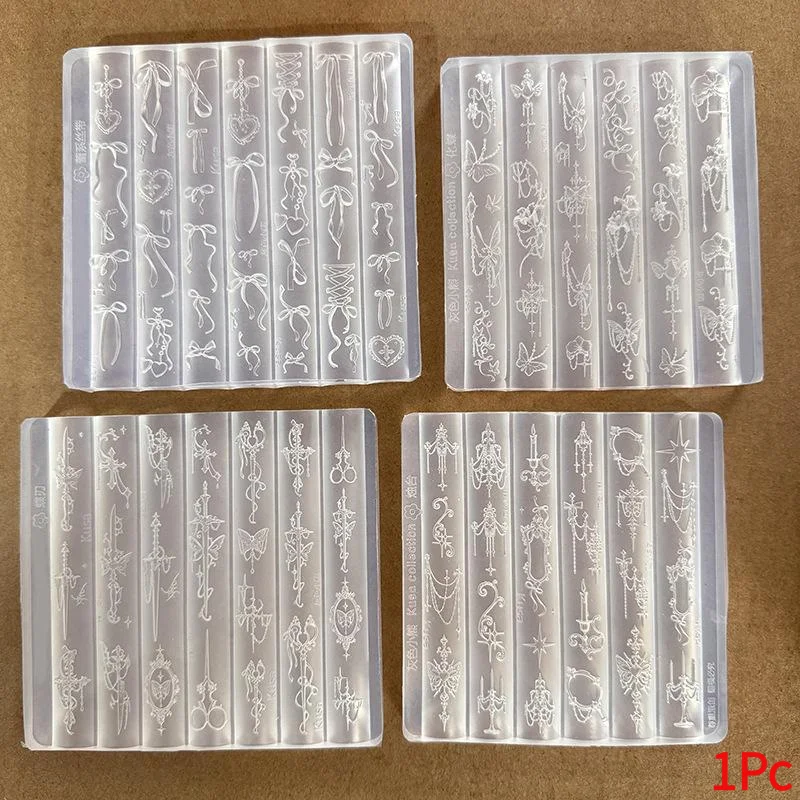 1Pc Retro -style Nail Mold With Lace Ribbons, Candlestick, And Butterfly Transformation Nail Art Accessories;.