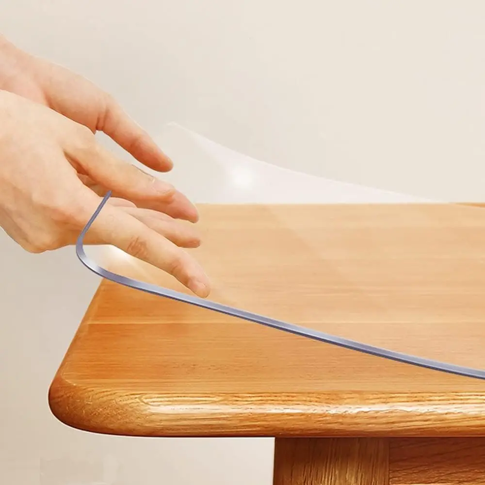 New PVC Transparent Tablecloth Soft Glass Table Mat Heat-resistant Waterproof Table Cover Pad Kitchen Oil-Proof Table Mat