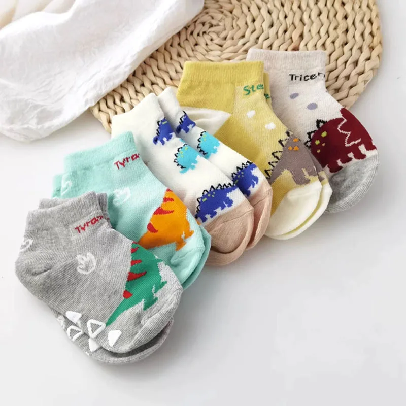5 Pairs Kids Socks Cute Cartoon Pattern Mesh Breathable Soft Comfortable Baby Children Boys Ankle Socks