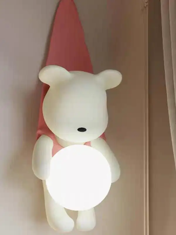 

2025 new children's room girl French cream wind premium bedroom bedside lamp creative cartoon bear decorative wall lamp