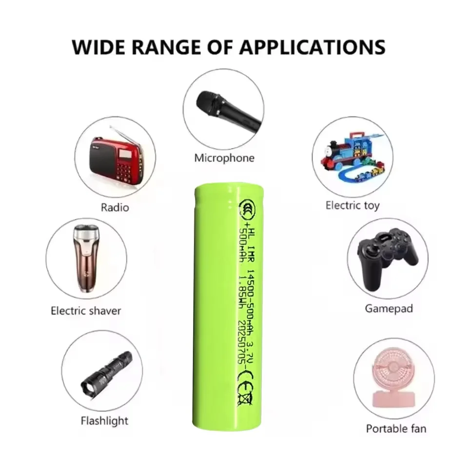 MDKSLS 2026 New Fast Charging 14500 Lithium-Ion Battery with 500mAh Capacity, Rechargeable Lithium Battery for Toy and Keyboard