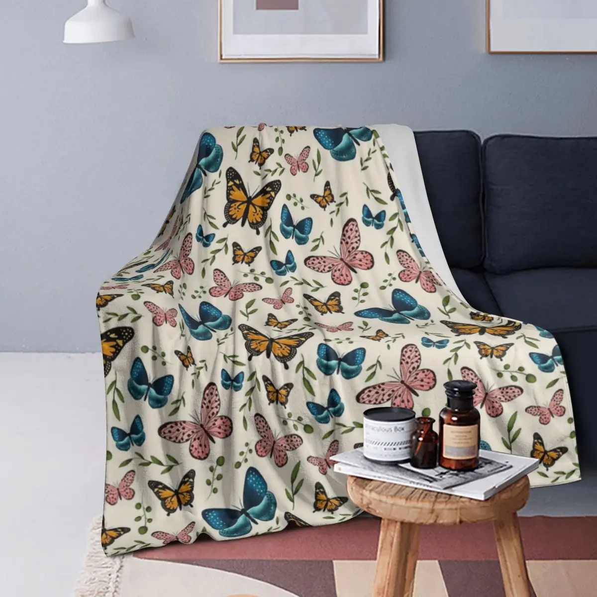 

Whimsical Butterflies Blanket Soft Warm Flannel Throw Blanket Bedding for Bed Living room Picnic Travel Home Sofa