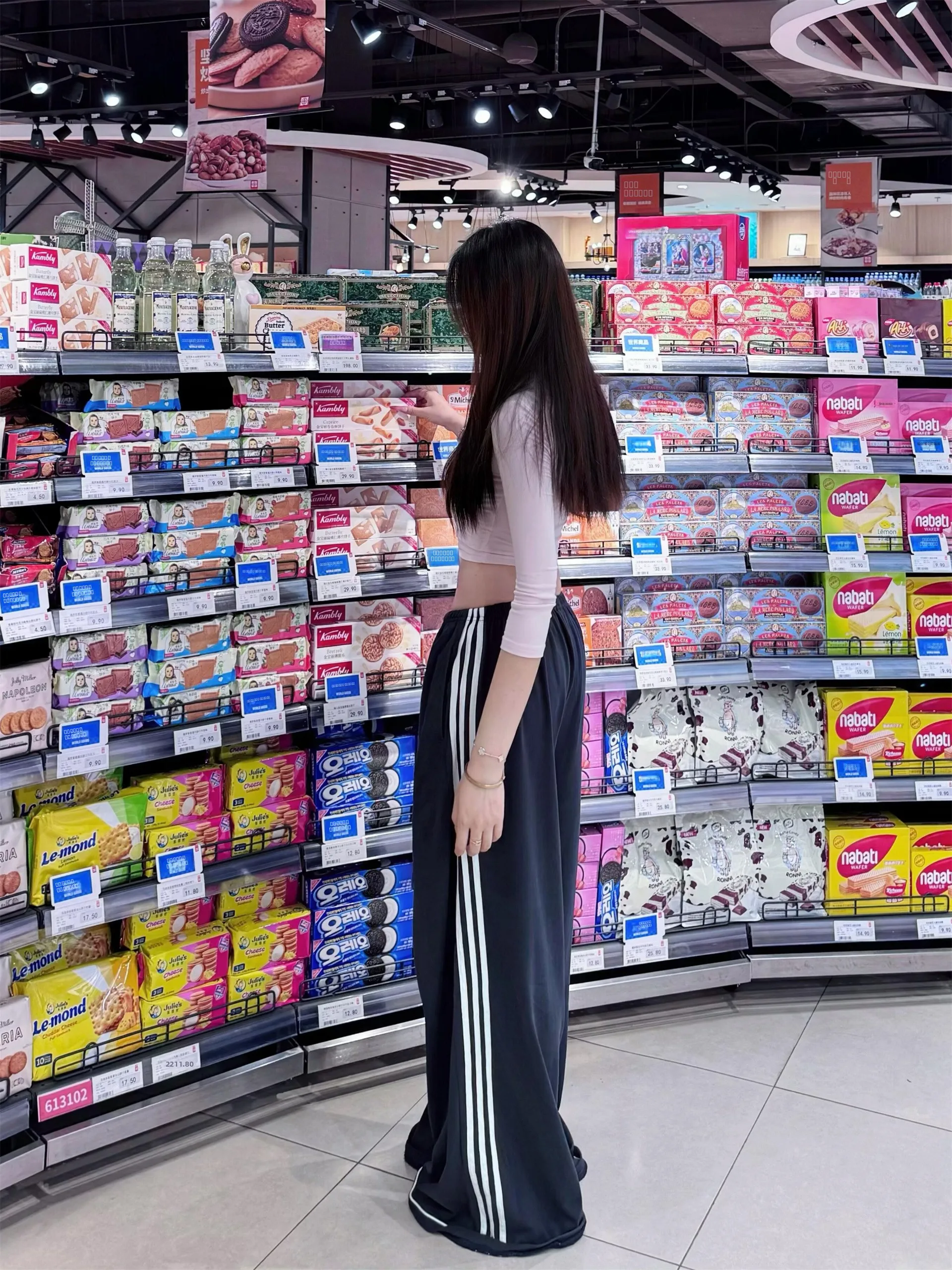 

Женские спортивные брюки для высоких женщин, летние, в американском студенческом стиле, удлиненные, повседневные, весенне-осенние, в полоску