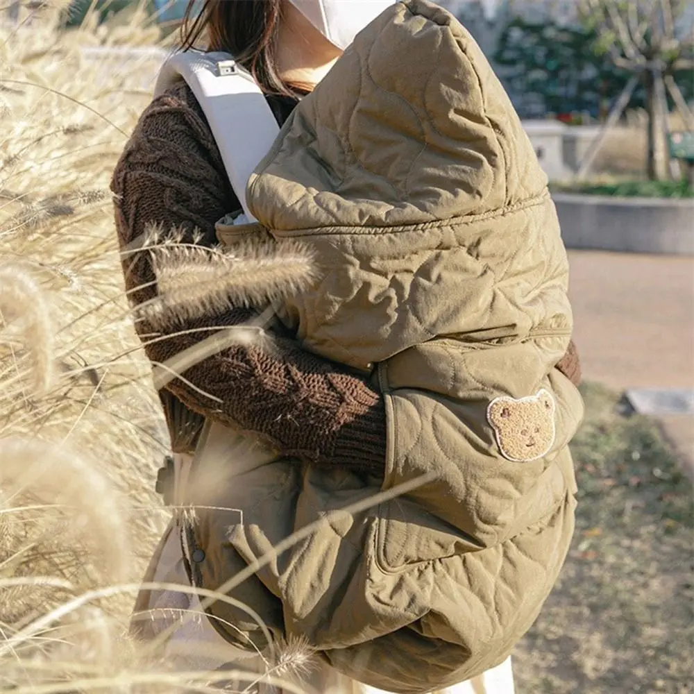 

Cartoon Bear Baby Stroller Blanket Thicken Windproof Infant Hooded Cloak Adjustable Waist Waterproof Portable Sleeping Quilt