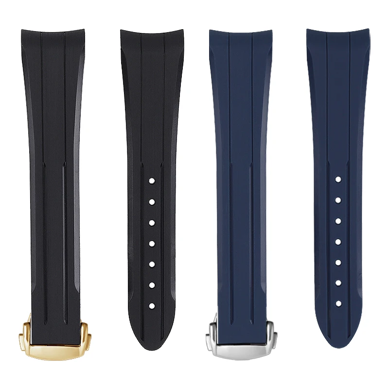 Correa de reloj de silicona y caucho para Omega y Swatch Seamaster 300 Speedmaster Moon Strap, pulsera azul resistente al agua con boca en arco para hombre, 20mm