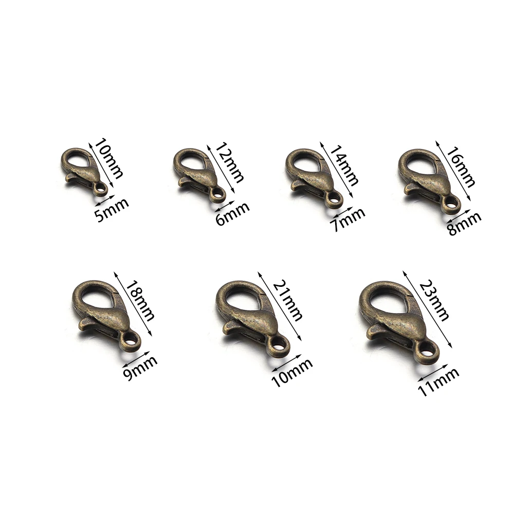 30-50pcs/lot Multisize Zinc Alloy Lobster Clasps Hooks For Jewelry Making End Chain Connectors DIY Bracelet Necklace Accessories