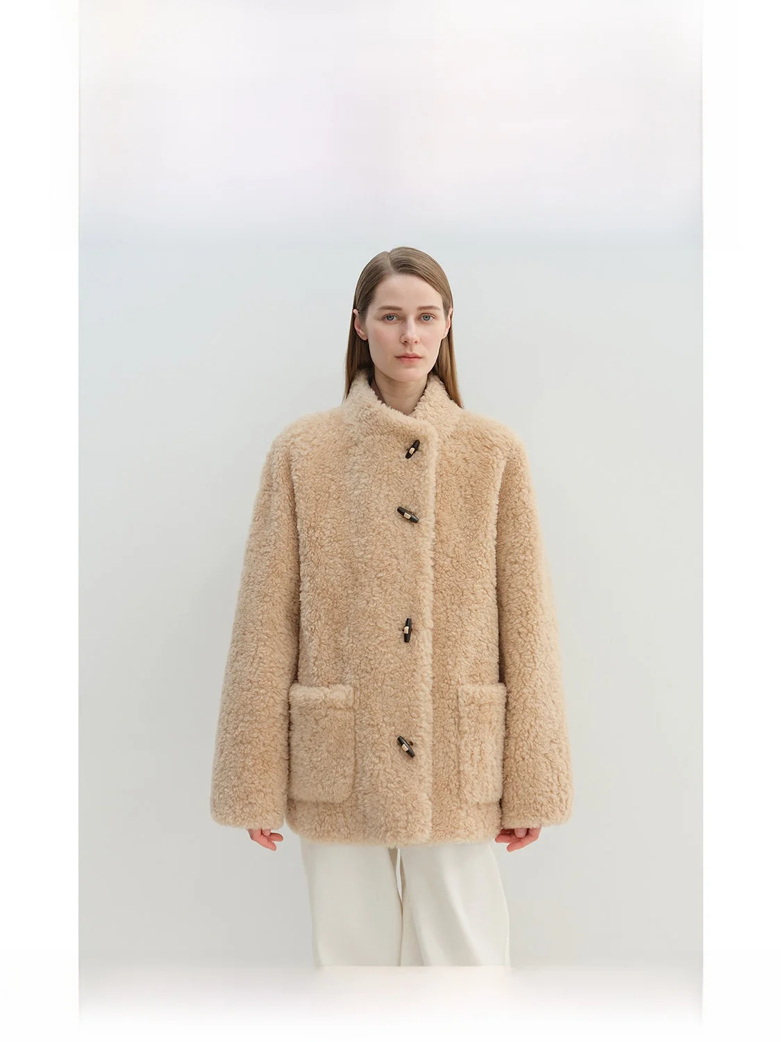 

Пальто LeTrans средней длины из овчины с воротником-стойкой из искусственной кожи, повседневное, теплое, для молодых женщин