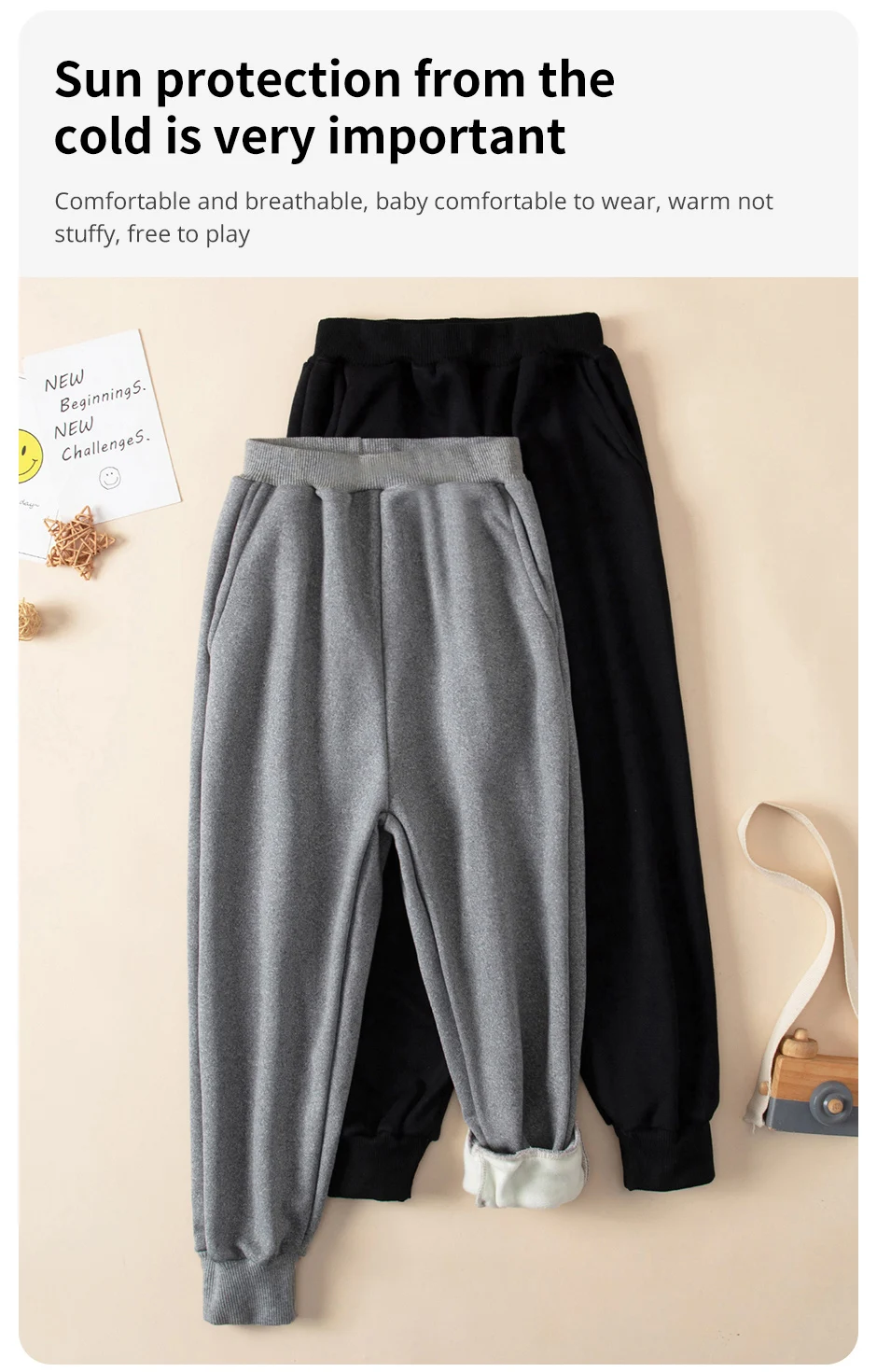 1/2-teiliges Set aus warmen, dicken Sweatpants mit Taschen für Jungen und Mädchen, ideal für Herbst und Winter, lässiger Sportlook mit Fleece-Futter. – Detail 5