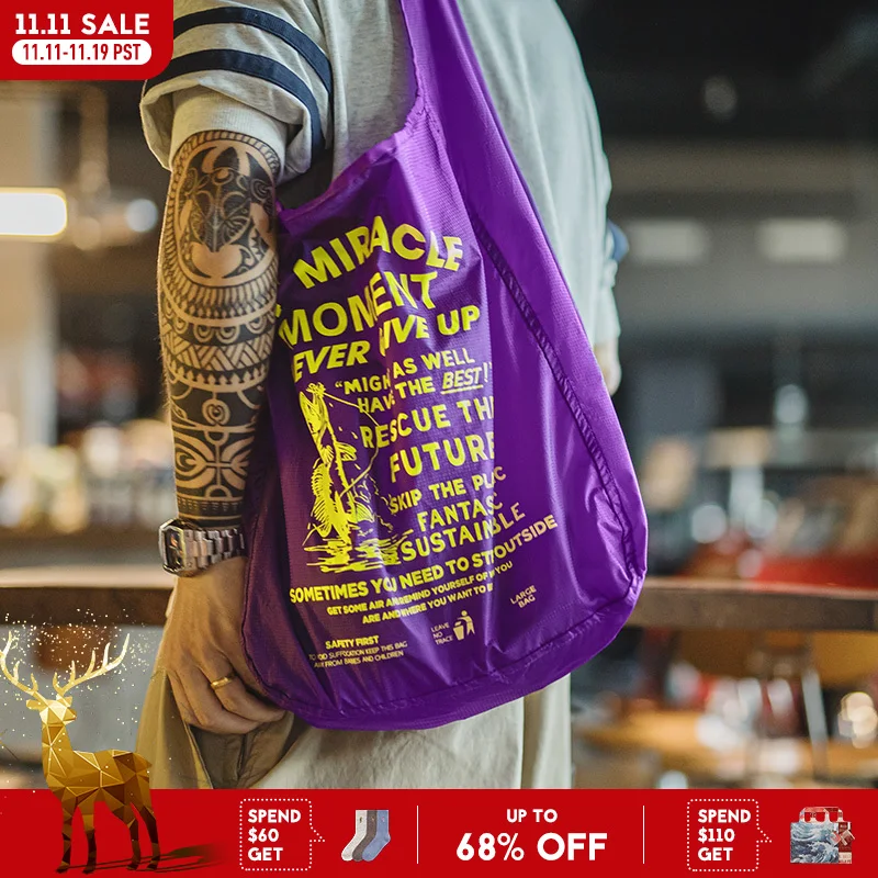 

Ультралегкие сумки для покупок Maden Outdoor, складная дорожная сумка большой вместимости, сумка-шоппер с буквенным принтом для поездок на работу