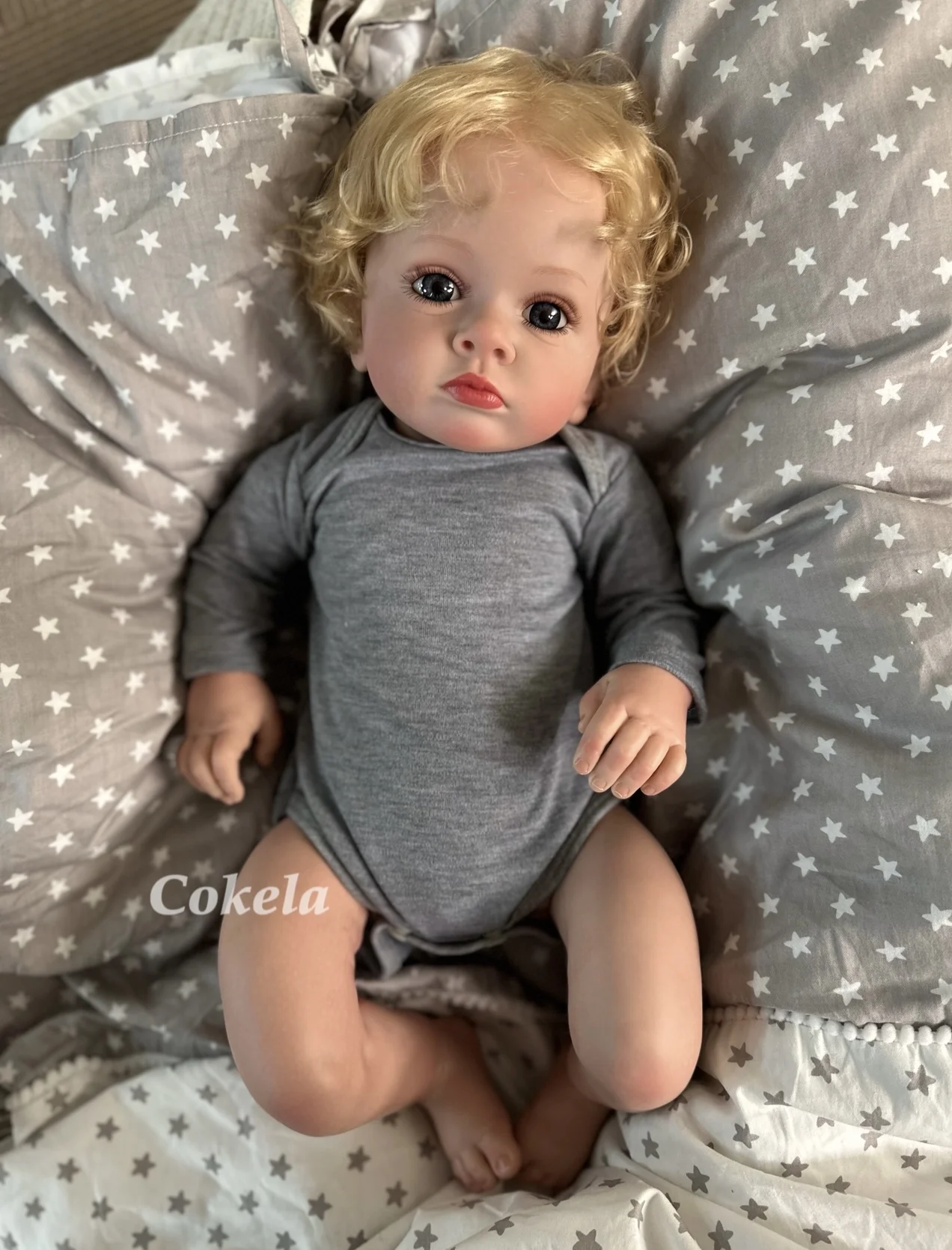 

Cokela 60CM/24inch Reborn Baby real Reborn Doll Soft Cuddly Cloth Body Lifelike 3D Skin Paint with Genesis Paint Art Dolls