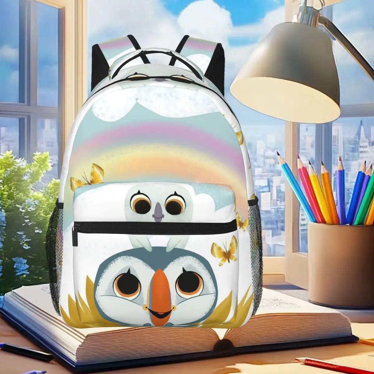 

Puffin Rock And New Friends Backpack Student Boys Girls BookBag Kids School Bag Computer Shoulder Bags for Men Women