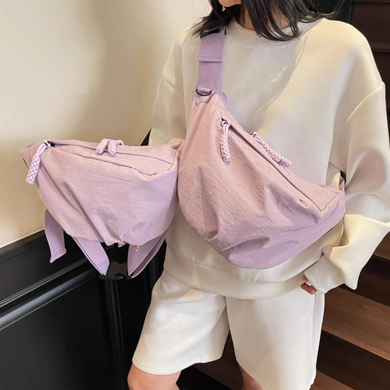 Large Capacity Dumpling Bag for Women 2025 New Lightweight Broadband Crossbody Bag Nylon Canvas Commuting Bag Sports Cycling Bag