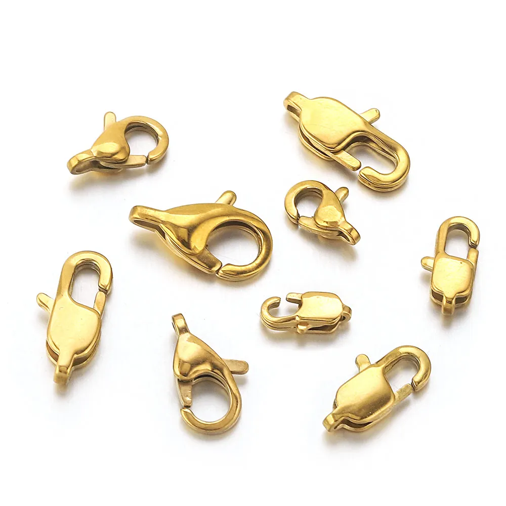 

10/20pcs Stainless Steel Rectangular Lobster Clasps with Jump Rings for DIY Necklace Bracelet Connector Jewelry Making Wholesale