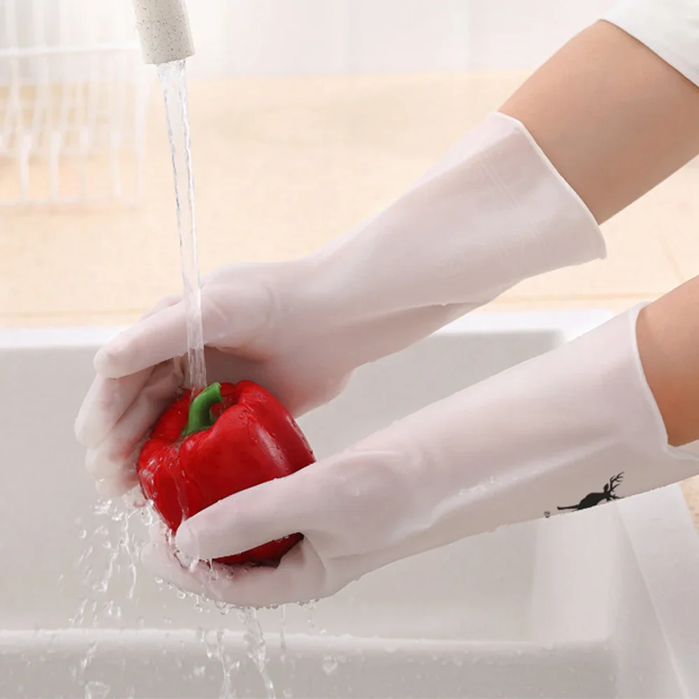 Waterproof rubber gloves latex kitchen durable cleaning household chores dishwashing tools