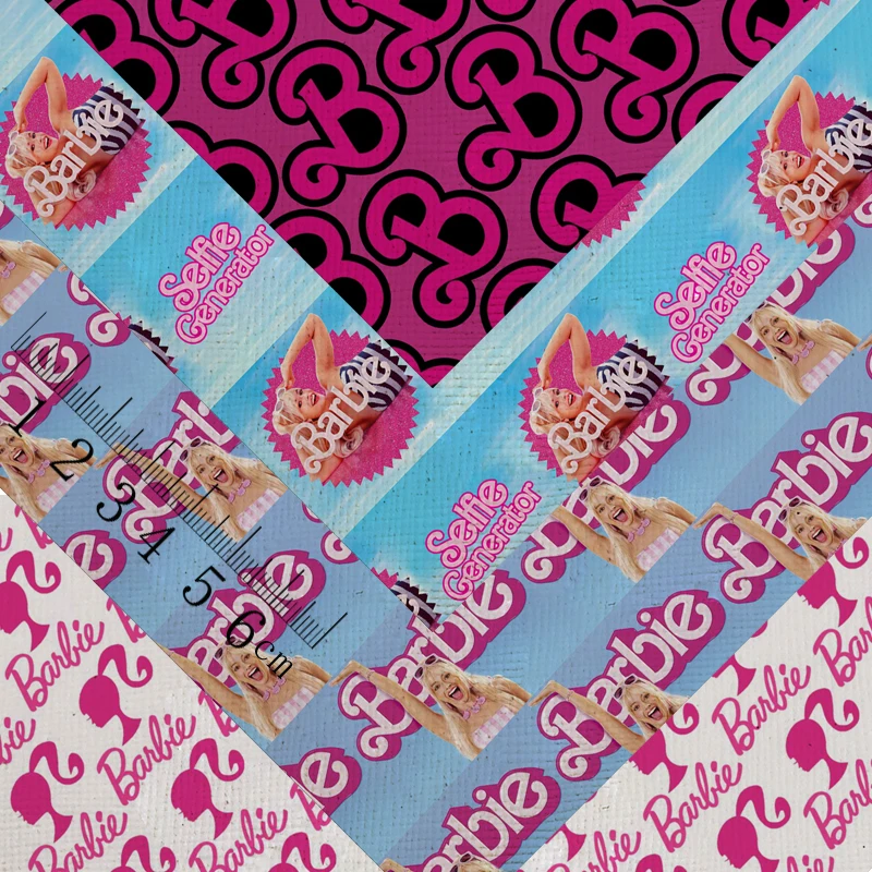 A4 sheet 20*33CM Cartoon Printed Barbie Faux Synthetic Leather sheet Fabric For Earrings Bows DIY Material