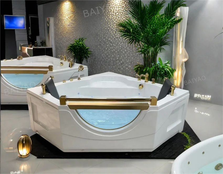 

Роскошная прямоугольная умная ванна на 2 человека, многофункциональная треугольная ванна с гидромассажем Якузиц для использования в квартире