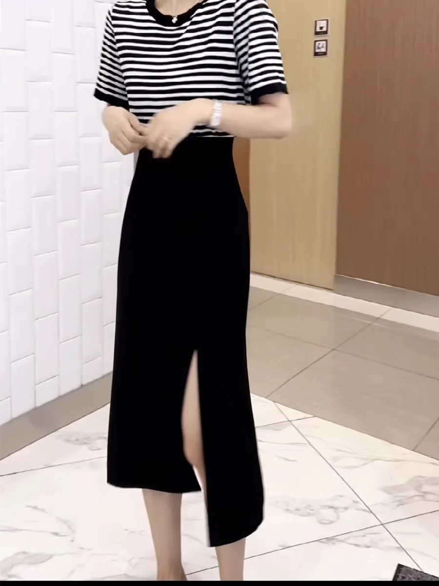 

High Waist Black Asymmetrical Half-length Skirt Women's Fashionable Slimming A-line Wrap Skirt Spring Autumn New Style