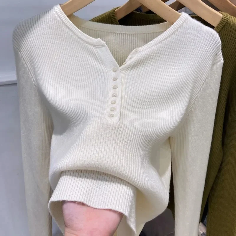 2023 Spring Autumn Women\'s Sweater Pullovers Spring Warm Slim Bottoming Shirt Long Sleeve Casual Pull Femme Knitwear Jumpers