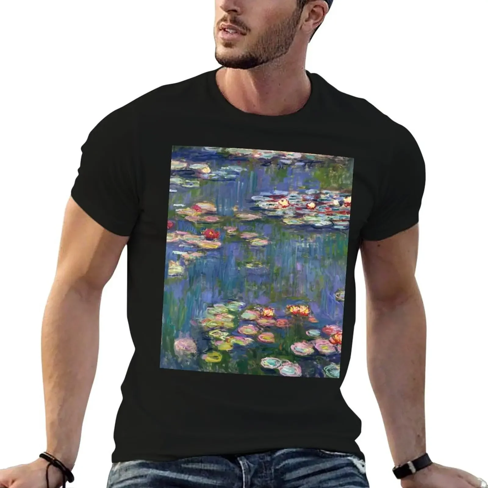 1916-Claude Monet-Waterlilies-200 x 200 T-Shirt vintage vintage anime shirt Men's t shirts