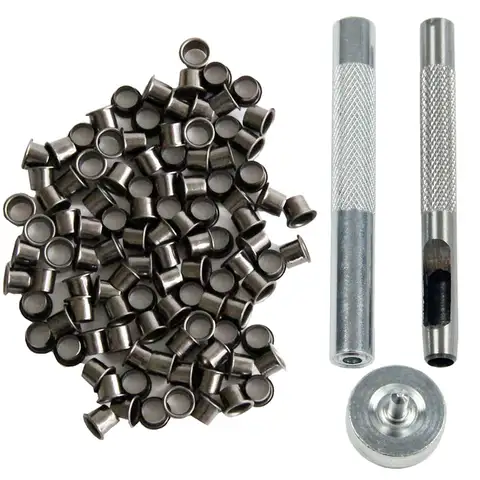 아일렛 도구 세트 그로멧 키트 및 DIY Kydex 외장 홀스터용 100개 리벳 6mm 또는 7mm