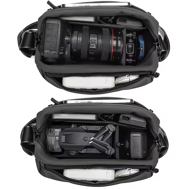 Men's Fashionable Oxford Portable Professional Camera Bag Durable Zipper Closure Trendy Water Resistant for Photography Storage