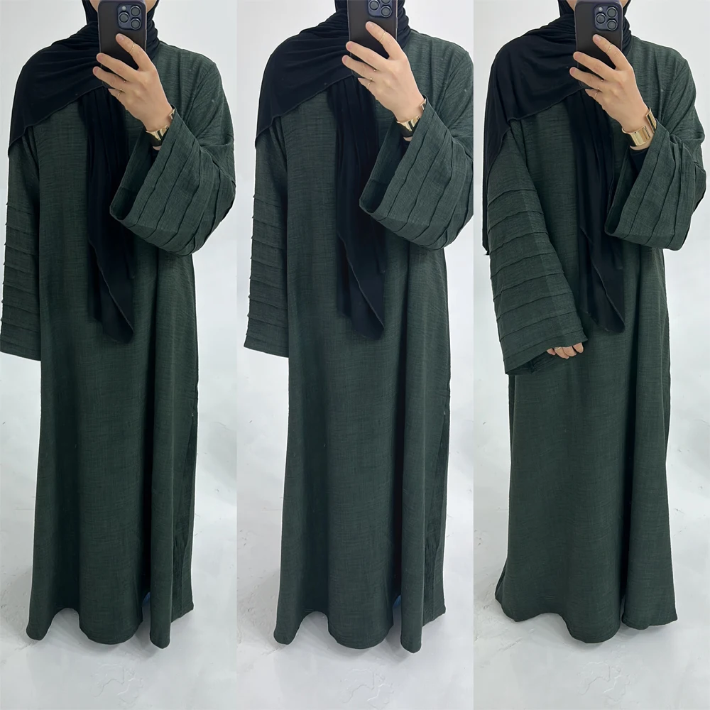 Tiered Sleeves Elegant Muslim Dresses for Women, Loose Hijabi Robe, Dubai Abaya, Modest Islamic Clothing, Ramadan Eid