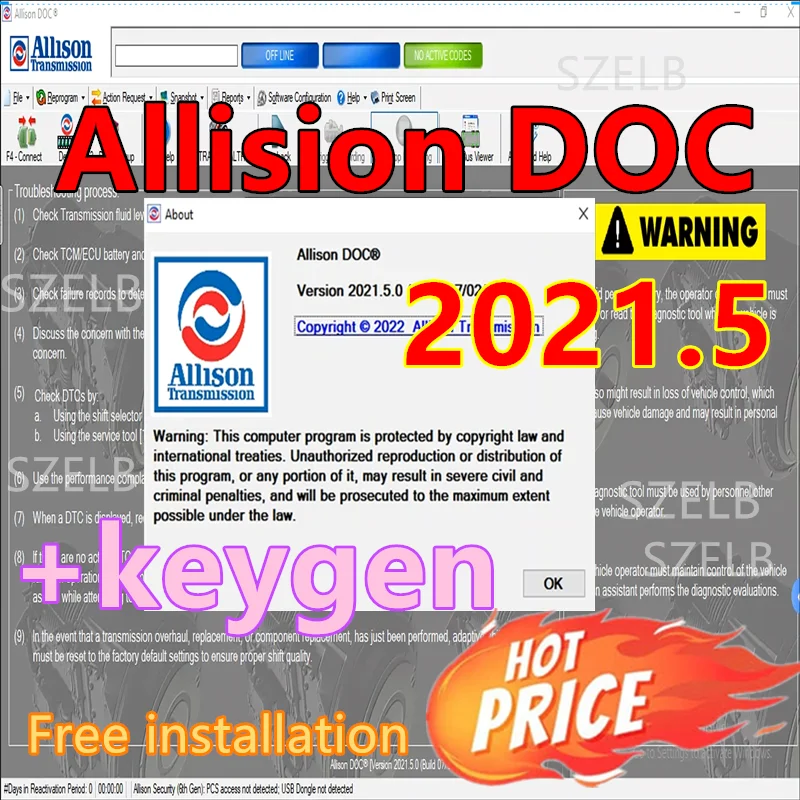 2025 حار بيع Allison DOC 2021.5 + keygen + GEN5 أداة نقل الملفات أداة خدمة الكمبيوتر يمكن أن تعمل لأداة NEXIQ #1