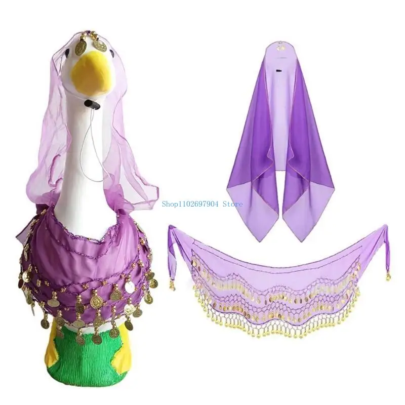 

N7YF 2Pcs Women's Belly Dance Costume Accessories,Belly Dance Hip Scarf Head Scarf Gypsy Costume Belly Dance Outfits