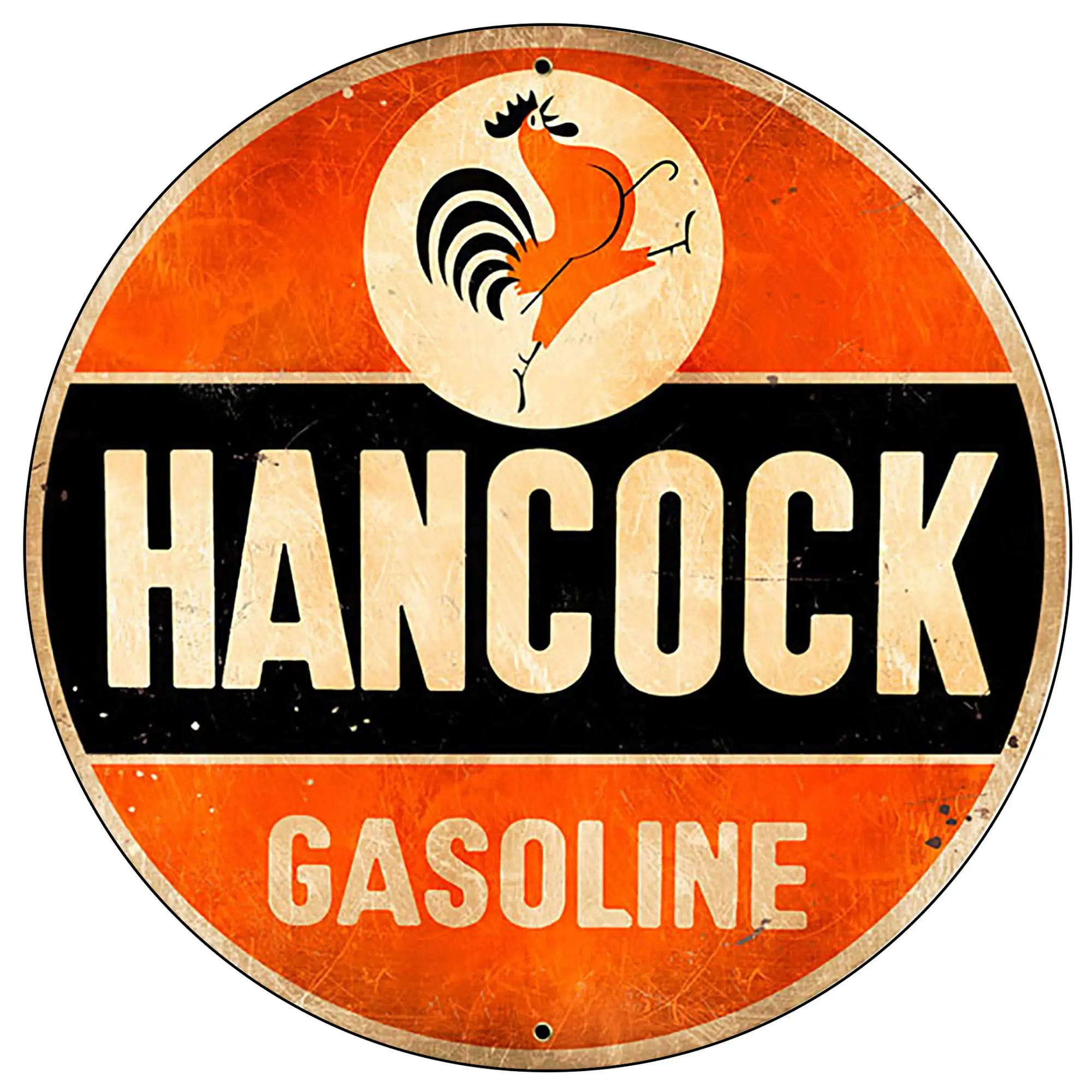 Vintage Gas Sign Reproduction Vintage Metal Signs Round Metal Tin Sign For Garage And Home 8 Inch Diameter – Hancock Gasoline