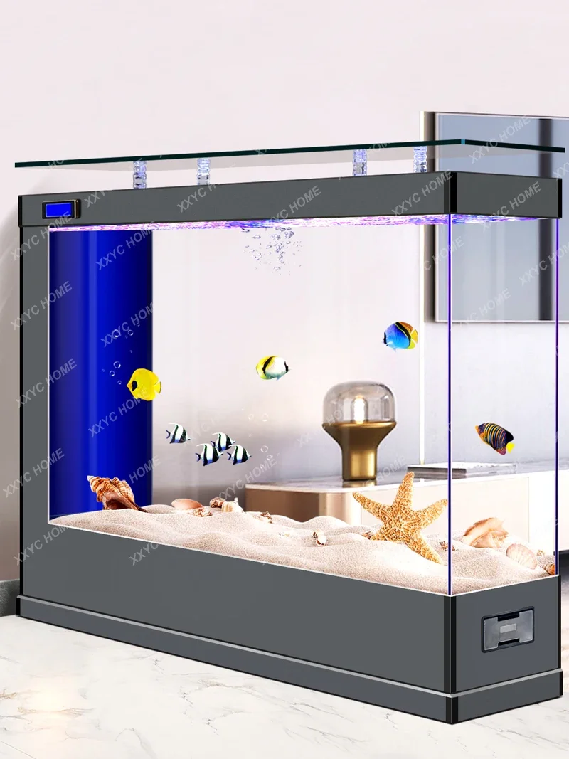 

Partition Screens Glass Household Fish Tank Aluminum Alloy Large and Medium-Sized Floor Viewing Rectangular Aquarium