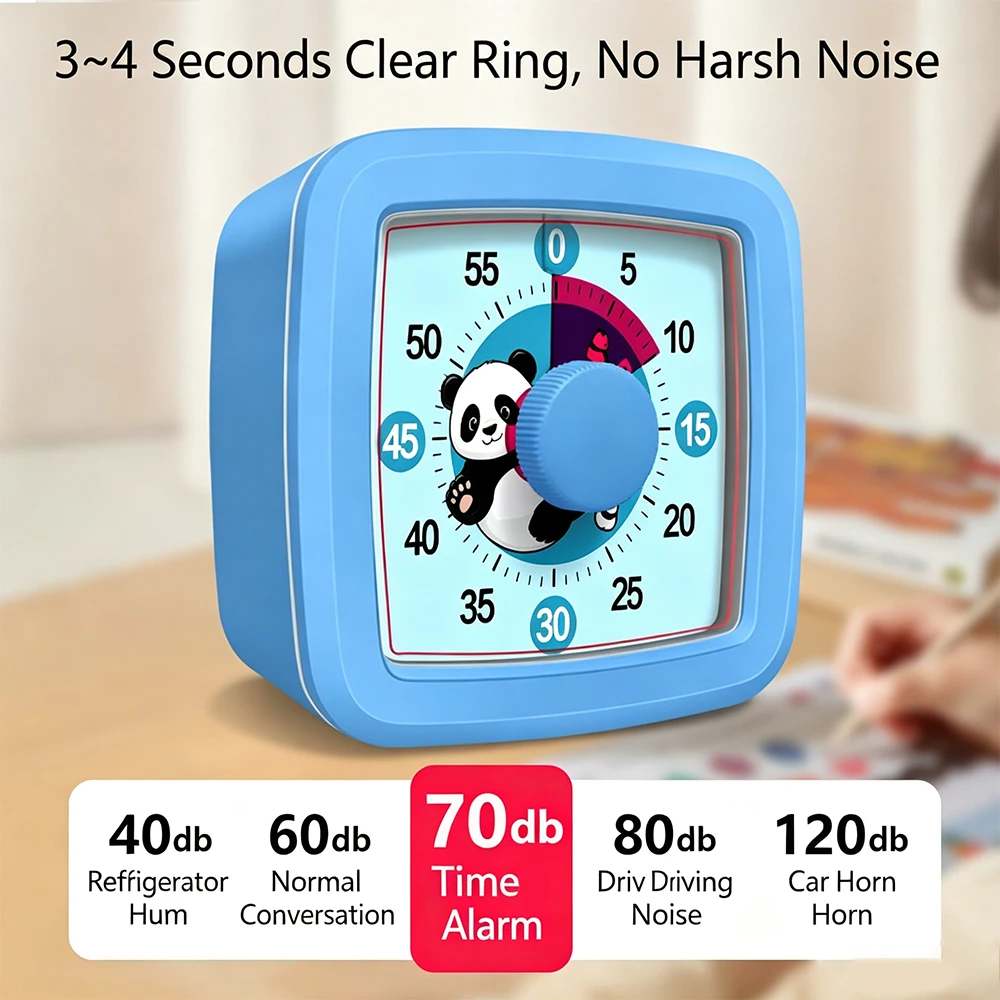 Cute Panda Visual Countdown Timer 60 Minute Non Ticking Time Management Timer for Kids Homework Classroom Cooking Exercise view 2